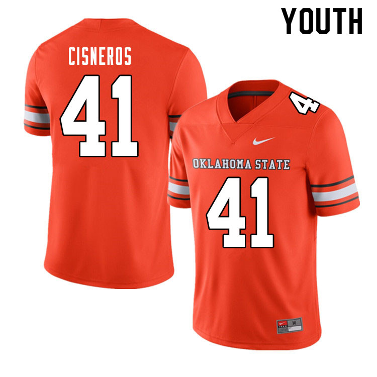 Youth #41 Valek Cisneros Oklahoma State Cowboys College Football Jerseys Sale-Alternate Orange - Click Image to Close
